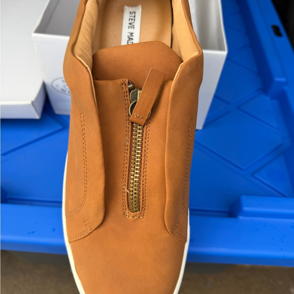 Steve Madden Men's Brown Slip-On Loafers with Zipper